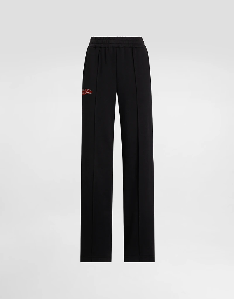 Fleece jogging pants with patch