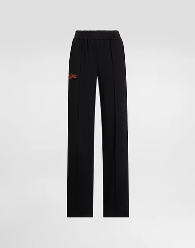 Fleece jogging pants with patch