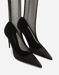 KIM DOLCE&GABBANA Stretch tulle thigh-high boots