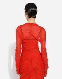 Tulle draped calf-length dress