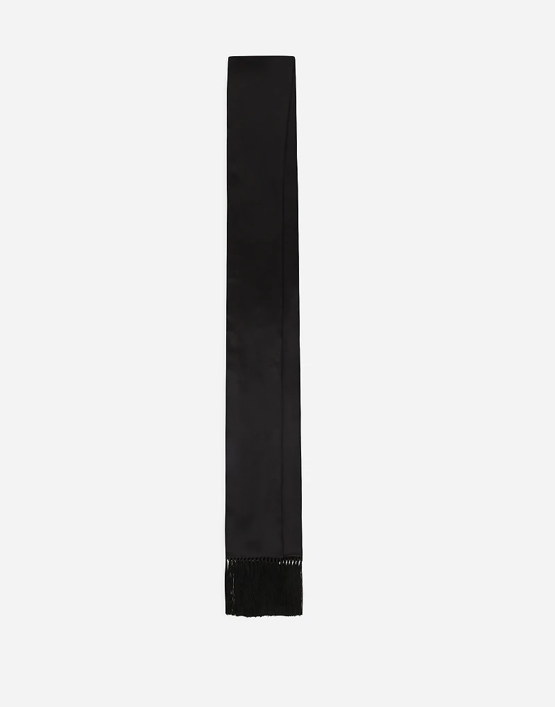 Silk satin scarf with fringing