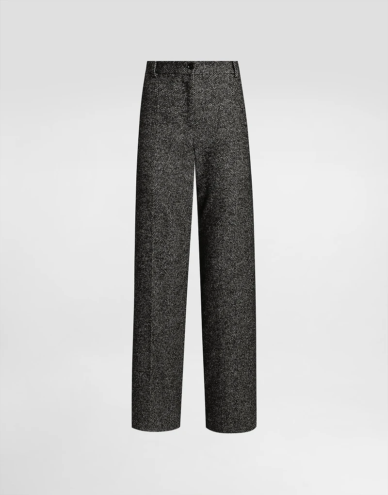 Stretch wool chevron trousers