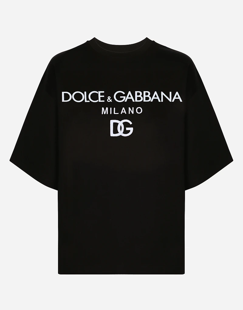 Jersey T-shirt with flocked logo print