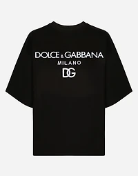 Jersey T-shirt with flocked logo print