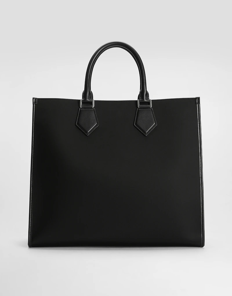 Large nylon shopper with rubberized logo