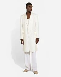 Single-breasted silk twill coat