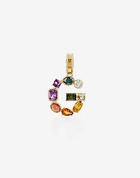 Charm Lettering 18-carat yellow gold and multicolored gems