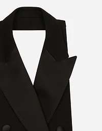 Double-breasted wool gabardine waistcoat