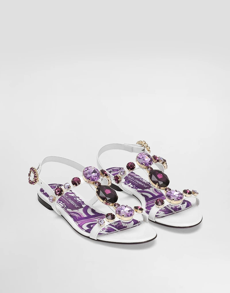 Flip-flops with jewel embroidery