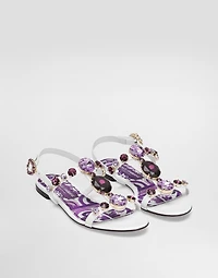 Flip-flops with jewel embroidery