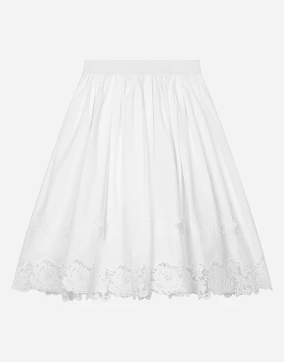 Poplin and macramé lace skirt