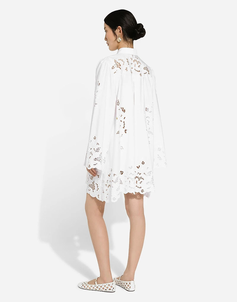 Cotton shirt dress with cut-out detailing