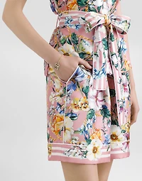 Floral-print silk pajama shorts