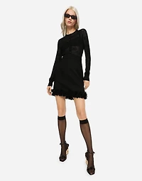 Lace-stitch cardigan with DG logo