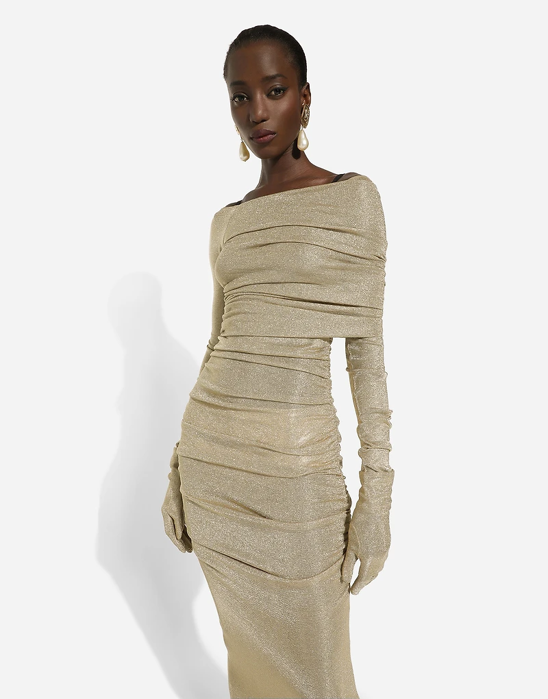 Lurex mesh calf-length dress