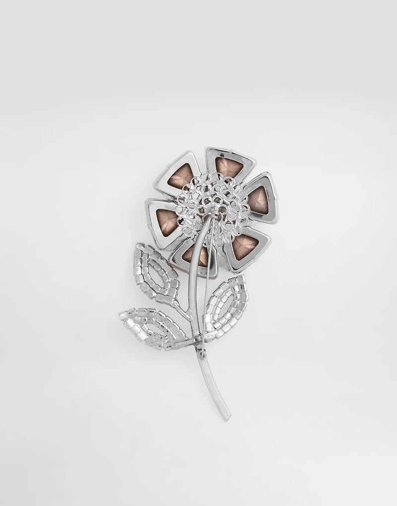 Maxi flower brooch with rhinestones