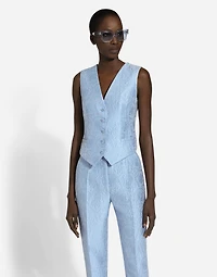 Single-breasted floral quilted jacquard Turlington jacket
