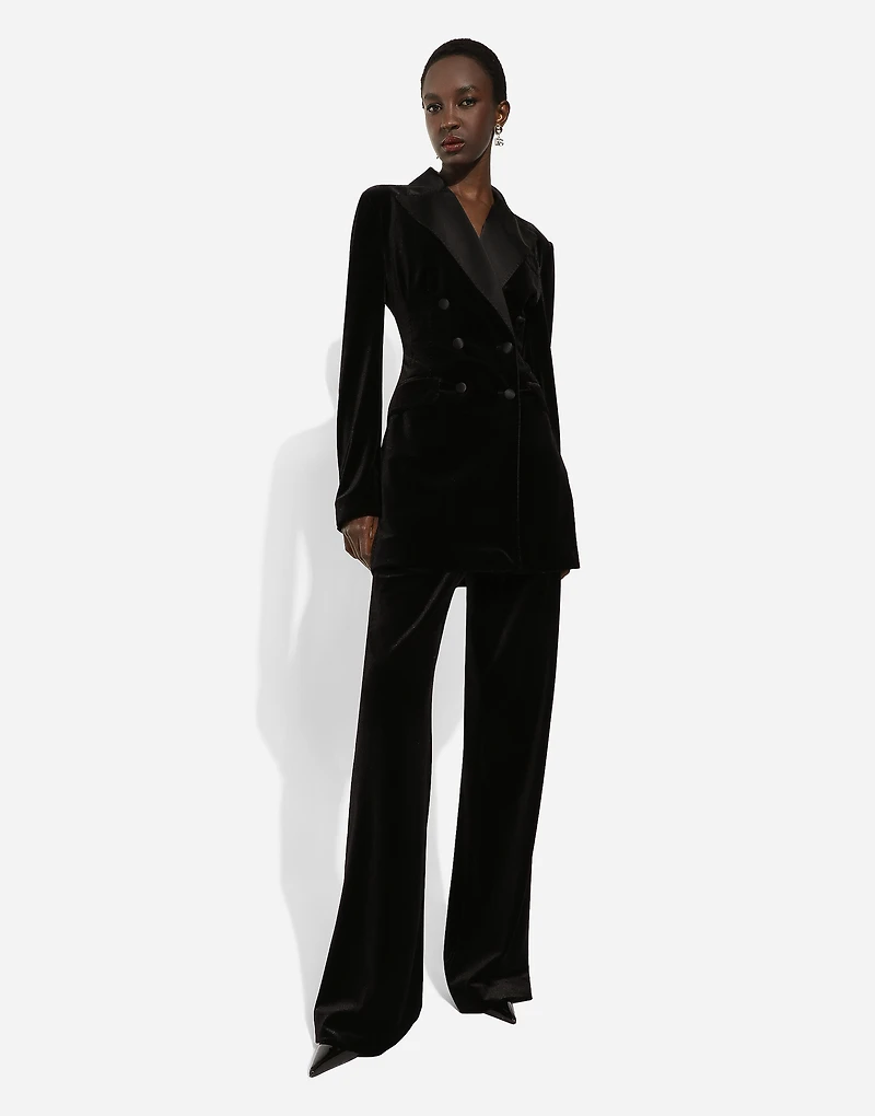 Double-breasted velvet Turlington jacket