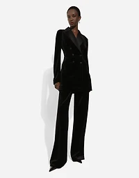 Double-breasted velvet Turlington jacket