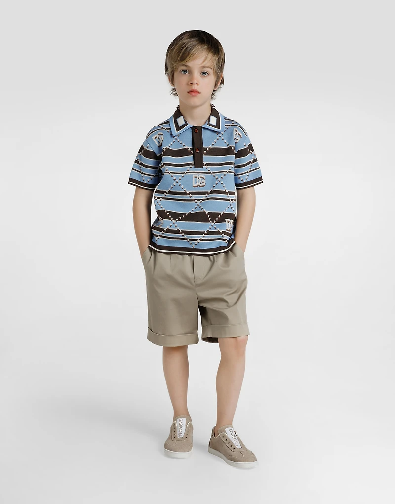 Striped jacquard polo shirt