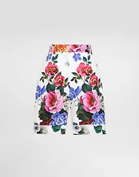 Floral-print cotton shorts