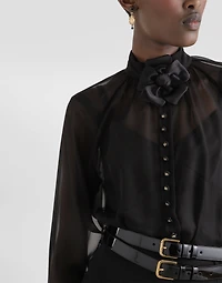 Chiffon blouse with flower detailing