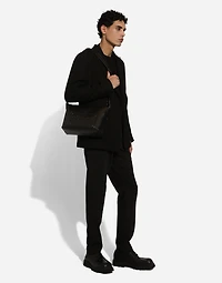 Calfskin crossbody bag with raised logo