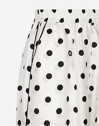 Silk pajama pants with polka-dot print