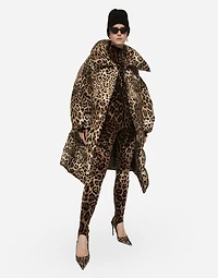 Long leopard-print nylon jacket