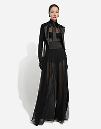 Silk chiffon duster coat
