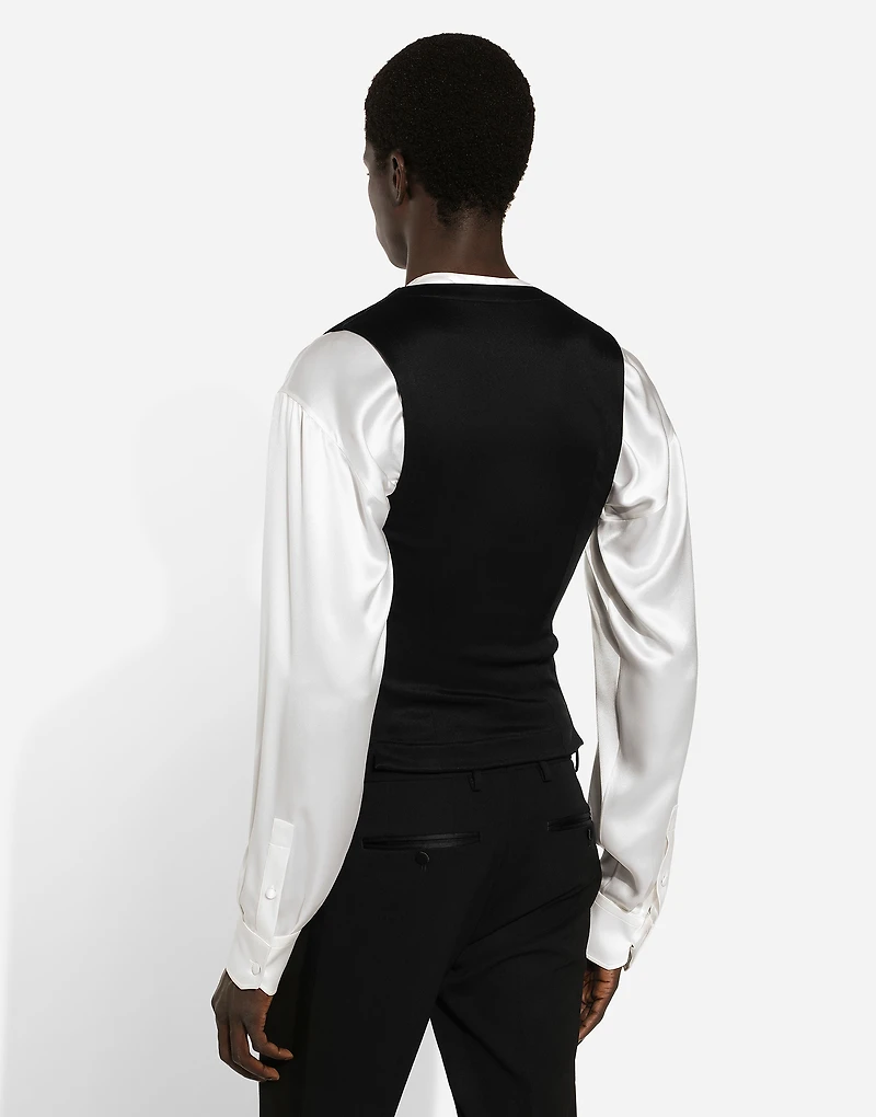 Single-breasted silk vest