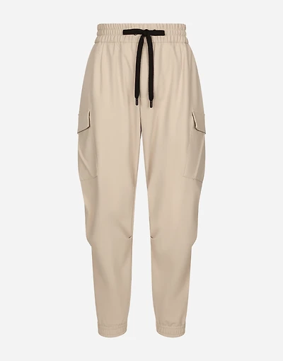 Stretch cotton cargo pants with tag