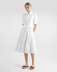 Cotton calf-length shirt dress