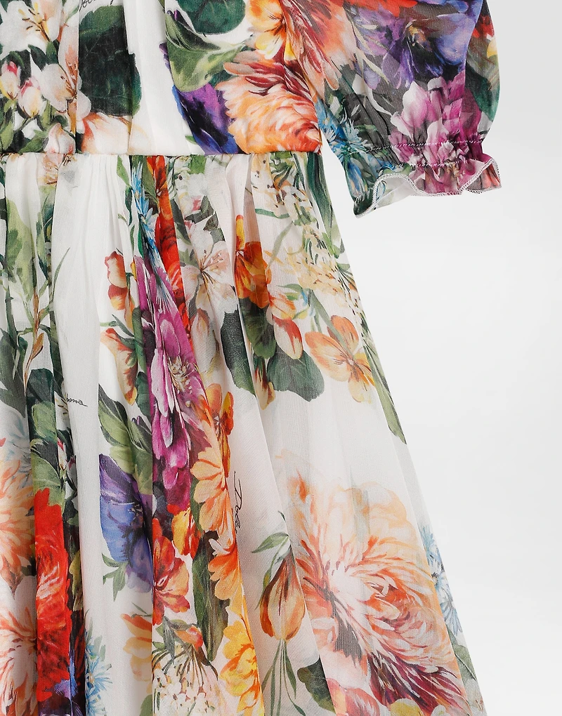 Flower-print chiffon dress