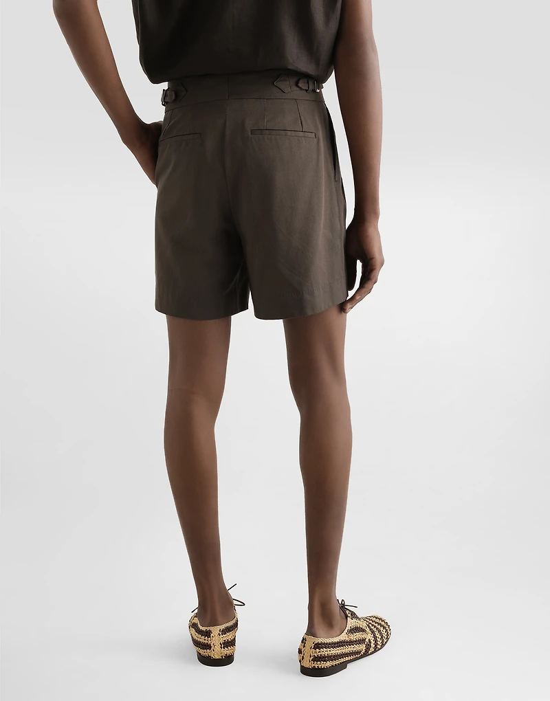 Cotton gabardine shorts with double darts