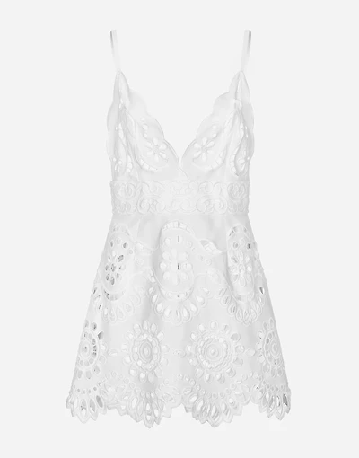 Cotton minidress with straps and cut-out detailing