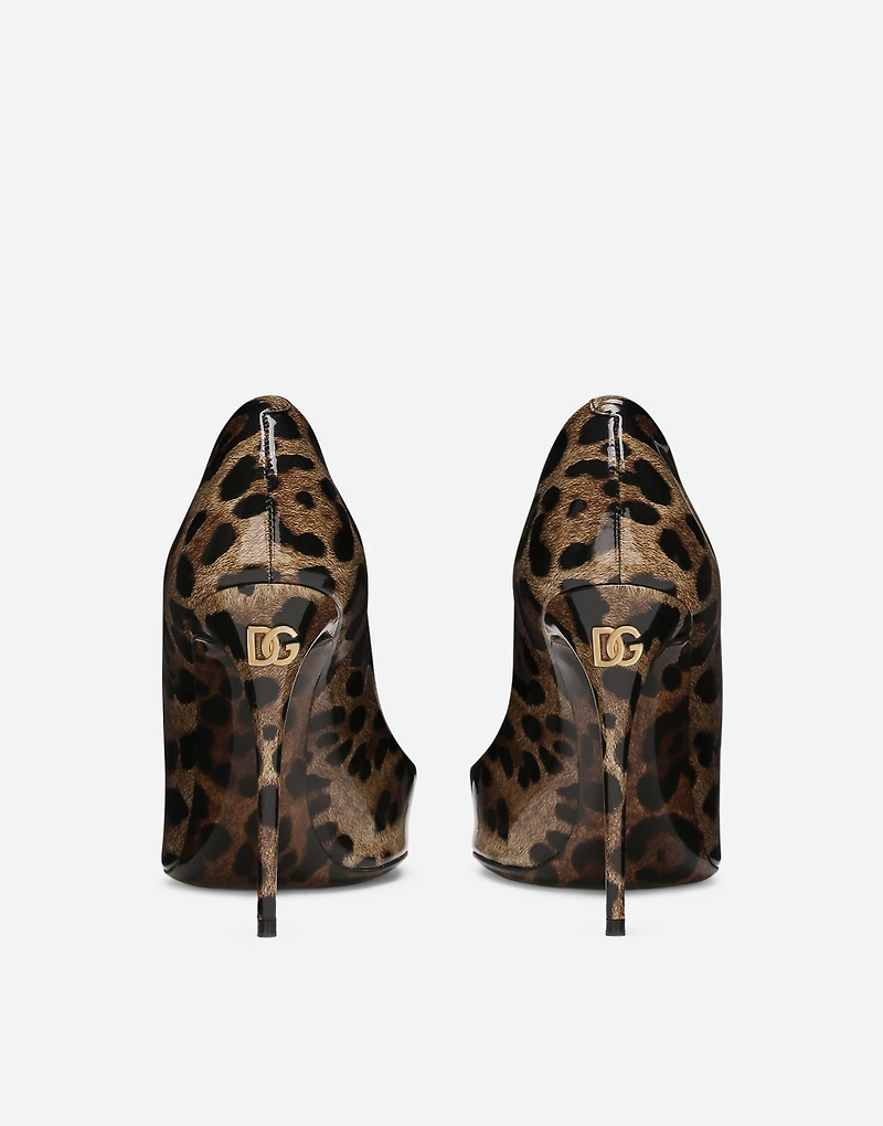 Printed polished calfskin pumps