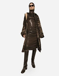 Belted leopard-print wool coat
