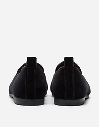 Velvet slippers with crown patch