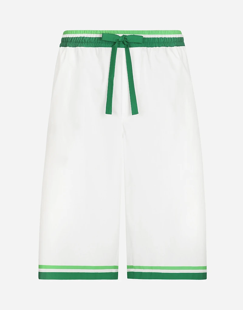 Poplin jogging shorts with majolica print