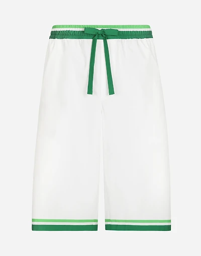 Poplin jogging shorts with majolica print