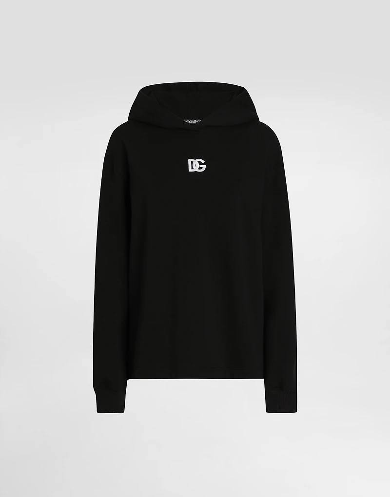 Jersey hoodie with DG embroidery