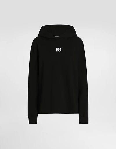 Jersey hoodie with DG embroidery