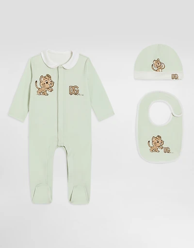 3-piece interlock gift set with leopard-print