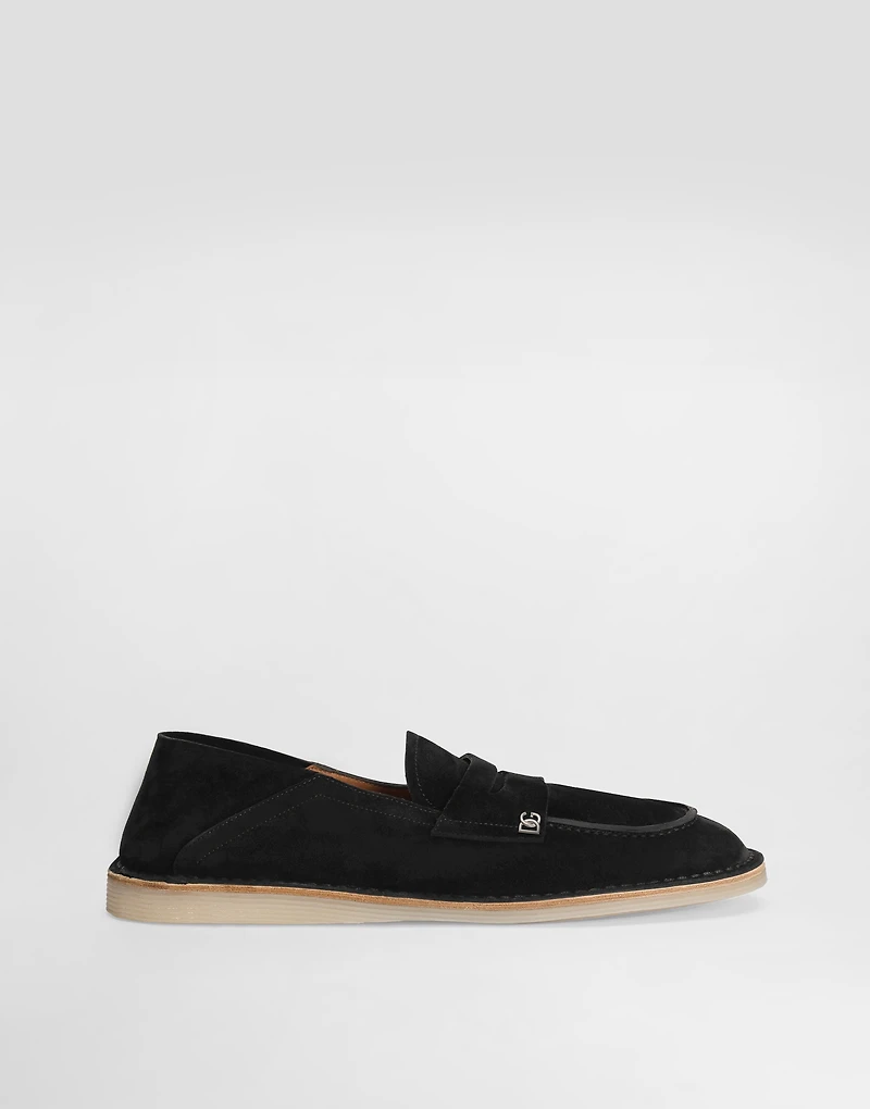 Reversed calfskin slipper