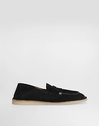 Reversed calfskin slipper