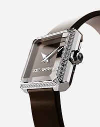 Sofia steel watch with colorless diamonds