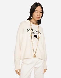 Cashmere sweater with flocked DG logo