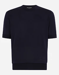 Silk round-neck sweater with DG embroidery