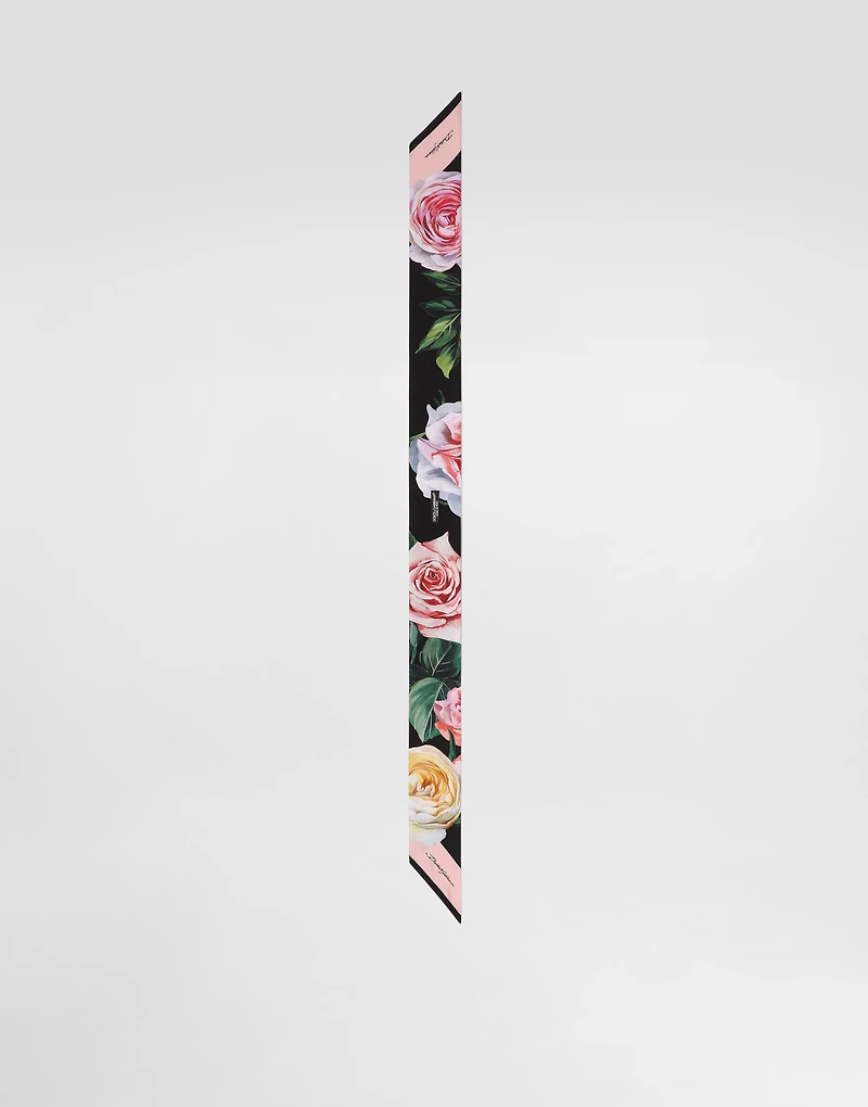 Twill headscarf with peony and rose print (6x100)